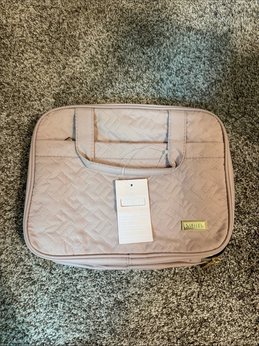 Blush Quilted Travel Cosmetic Bag